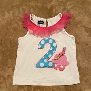 Mudpie Birthday shirt.  2 year old. 24m 2T.